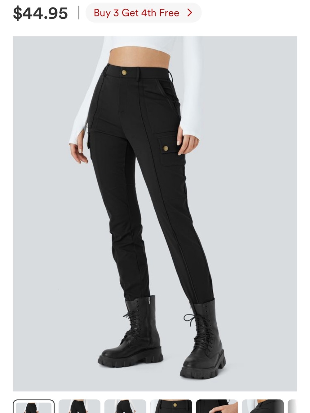 Halara DayStretch High Waisted Zipper Pockets Solid Skinny Cargo Pants